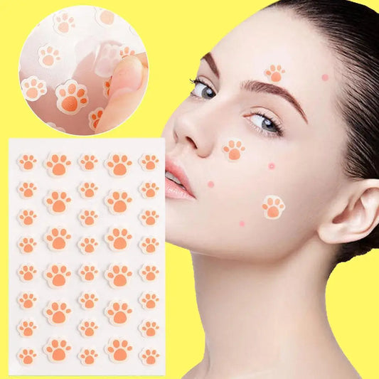 36pcs Cute Cat Paw Pimple Patch Acne Colorful Invisible Acne Removal Skin Care Stickers Concealer Face Spot Beauty Makeup Tool